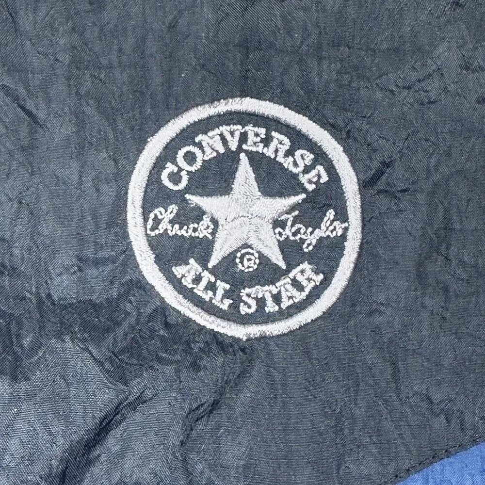 Converse‎ Windbreaker Mens Medium Black Grey Blue Vintage 90s Colorblock Jacket